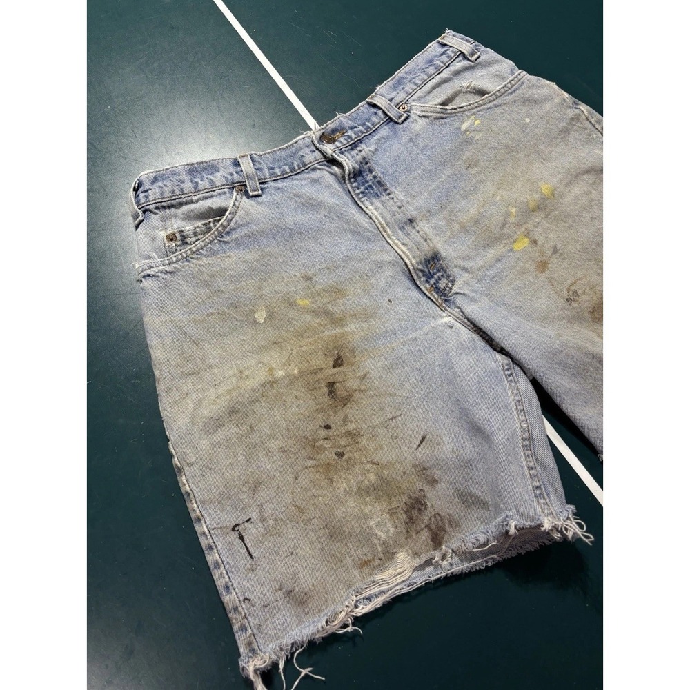 Vtg 90s Levi's 560 Orange Tab Jean Shorts Size 34 Distressed Cut Off Denim USA - Picture 4 of 16